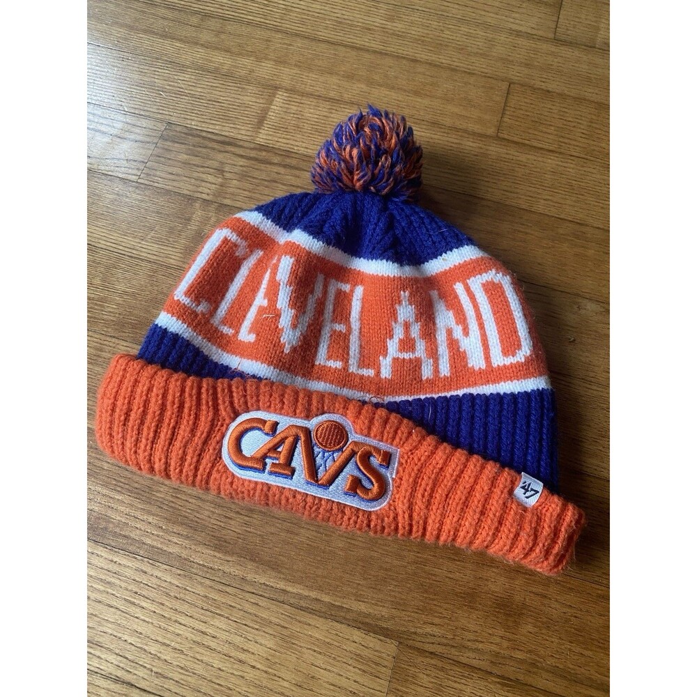 Cleveland cavaliers throwback Winter beanie Hat Cap orange blue 47 Brand Orange